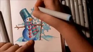 РАСКРАШИВАЕМ МАРКЕРАМИ\ПО УРОКУ ОТ КАНАЛА Marker art&hobby \СНЕГОВИЧОК