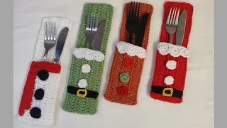 Crochet Christmas Cutlery Holder - Crochet Christmas Ornaments Tutorial