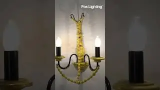 Fos Lighting, Distressed Yellow Wooden & Steel Dual-Light Rustic Wall Lamp