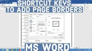Shortcut Key to Apply Page Borders in MS Word | Keyboard Shortcut to Add Borders in MS Word | Border