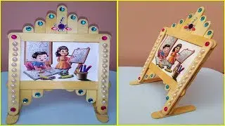 Easy Photo Frame with Popsicle / ice cream sticks, Room Decor ideas using simple craft trick
