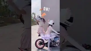 She was riding a funny motorcycle.