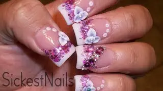 ♥My Acrylic Nails- Pink Purple 3d flower/ Mis Uñas Acrilicas -Flor en 3D Rosa/Morado  ♥