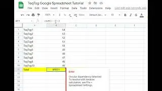 Fixing circular dependency error in google sheets when summing #Shorts