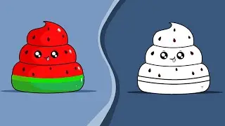 3.How to Draw a Watermelon Poop Squishy 🍉in MS Paint #mspaintcutedrawings #mspaintcartoon