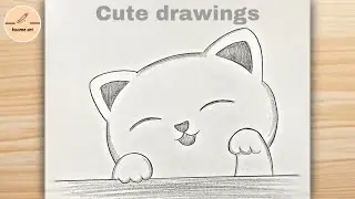 How to draw a cute little cat step by step | easy animal drawing idea for beginners