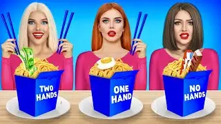 Thử Thách Ăn Với Hai Tay vs Một Tay vs Không Dùng Tay! Ăn Thử Đồ Ăn Khổng Lồ Vs Nhỏ bởi RATATA POWER