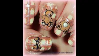 Teddy Bears & Plaid Nail Art Stamping using Maniology MXM137 & MXM138 #nailstamping #nailart #nails