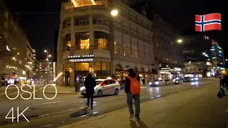 { 4K, 60 ftps } Oslo, Norway🇳🇴 Walking in Oslo Sentrum at nigth!! 🍻🗣️