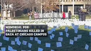 Activists held a memorial for Palestinians killed in Gaza at Chicago campus