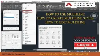 #Multiline #Multiline style in AutoCAD #Multiline edit command in AutoCAD in English #AutoCAD 2019