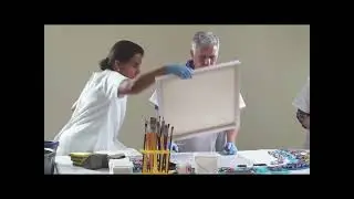 Medium Jose Medrado going into and out of trance to allow the painters to work through him.