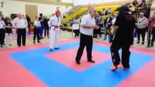 Martial Arts coach loses his cool and jump kicks the opponent!