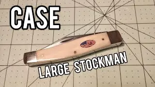 Case Natural Bone Large Stockman With Flag Shield