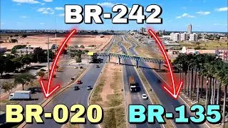 Imagens aéreas da BR-242 em Luís Eduardo Magalhães-BA e acessos para Brasília, Piauí e Goiás