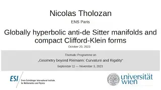 Nicolas Tholozan - Globally hyperbolic anti-de Sitter manifolds and compact Clifford-Klein forms