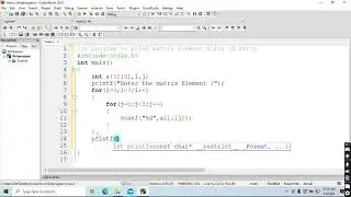 Print Matrix using 2D Array | Print matrix | matrix program in c |