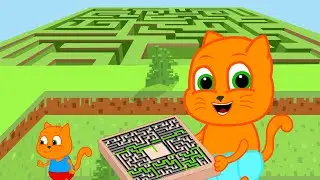 Kedi Ailesi | Minecraft labirentinden çık! | Çocuklar için Çizgi Film