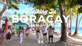 Walking in BORACAY WHITE BEACH: Station 1-3 (Daytime and Sunset) 🇵🇭 [4K]