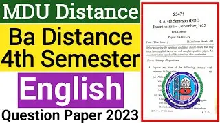 Mdu Ba Distance English 4th semester Question Paper 2023 | Mdu DDE Ba English 4th semester Paper