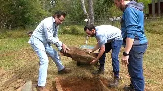 First guests at the off grid cabin, building a fire pit & first cookout