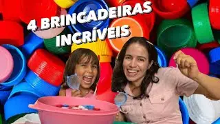 4 TOP brincadeiras com tampas de garrafas | #coordenaçãomotorafina #education | Aline Marius