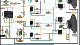 Audio Amplifier Circuit Uses IC  4558D and Transistor TIP41C & TIP42C