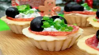 Тарталетки с колбасой и маслинами на новогодний стол