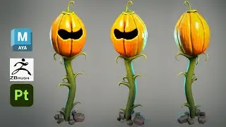 Stylized Pumpkin made with Maya, Zbrush, and Substance Painter