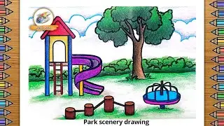 park scenery drawing | how to draw playground easy | park side drawing | park drawing