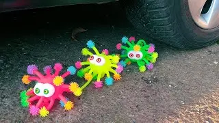 Experiment Car vs Colored Ragged Toys ASMR Crushing crunchy & soft things by car! Antistress