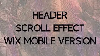 How to change the Header Scroll Effect on your Wix Mobile Version Website