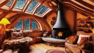 Cozy Hobbit House with Fireplace ASMR & Snow Storm White Noise Sounds for Deep Sleep (NO ADS)