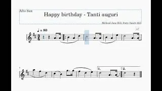 Happy birthday - Tanti auguri a te  - easy sheet for alto sax