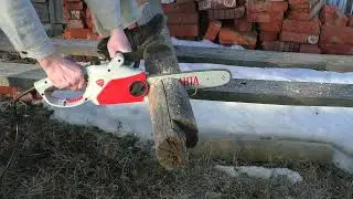 Тест пилы ЭП 1512П на бревно