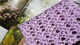 Эффектная ромбовидная сеточка на спицах📌knitting pattern.