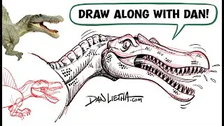 Draw Along With Dan! IT'S DINOSAUR WEEK! Today We Draw a SPINOSAURUS!