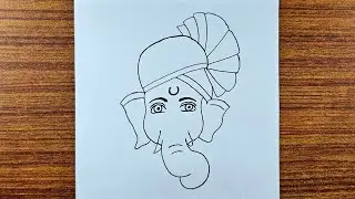 Cute ganpati bappa in pagdi pencil drawing | Ganpati bappa drawing with safa | Ganpati bappa