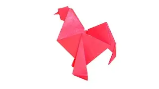 Origami rooster from paper. The symbol of the new year 2017