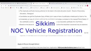 Sikkim - Obtain No Objection Certificate for Vehicle Registration