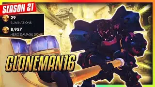 CLONEMAN16 Reinhardt GAMEPLAY TOP 500 (12 EARTHSHATTER Kills) [OVERWATCH SEASON 21]