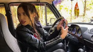 CAR CRUSH | STUCK || Tanya crashes into a tree in a car while making a u turn