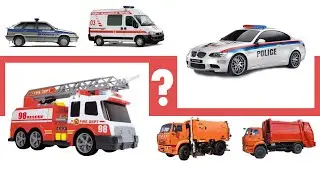 Угадай транспортные средства. Служебные автомобили, полиция, скорая помощь. Police and fire truck