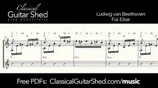 Beethoven: Fur Elise - Free sheet music and TABS for classical guitar