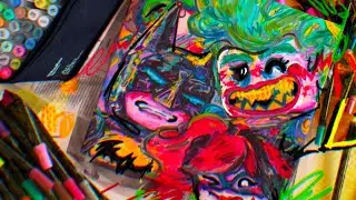 study/draw/work with me x BIG LEGO BATMAN CANVAS ( asmr acrylic markers x little silly yapping )