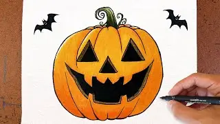 Como Desenhar uma Abobora de Halloween Super fácil