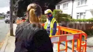Contractor for Irish water gets Angry when asked onchildrens safety