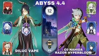 Abyss 4.4 Diluc Vape & C0 Nahida Razor Hyperbloom Genshin Impact