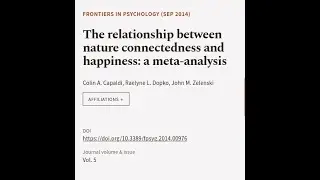 The relationship between nature connectedness and happiness: a meta-analysis | RTCL.TV