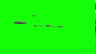green screen loop of alien spaceships flying